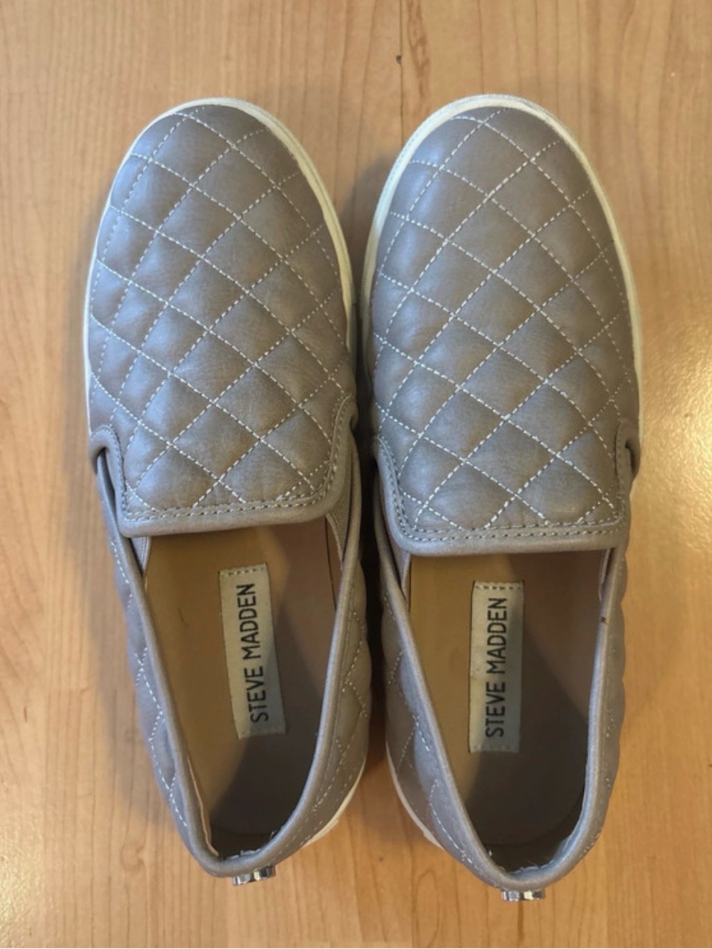 Steve Madden Kids Quilted Slip-On Sneakers in Taupe Beige